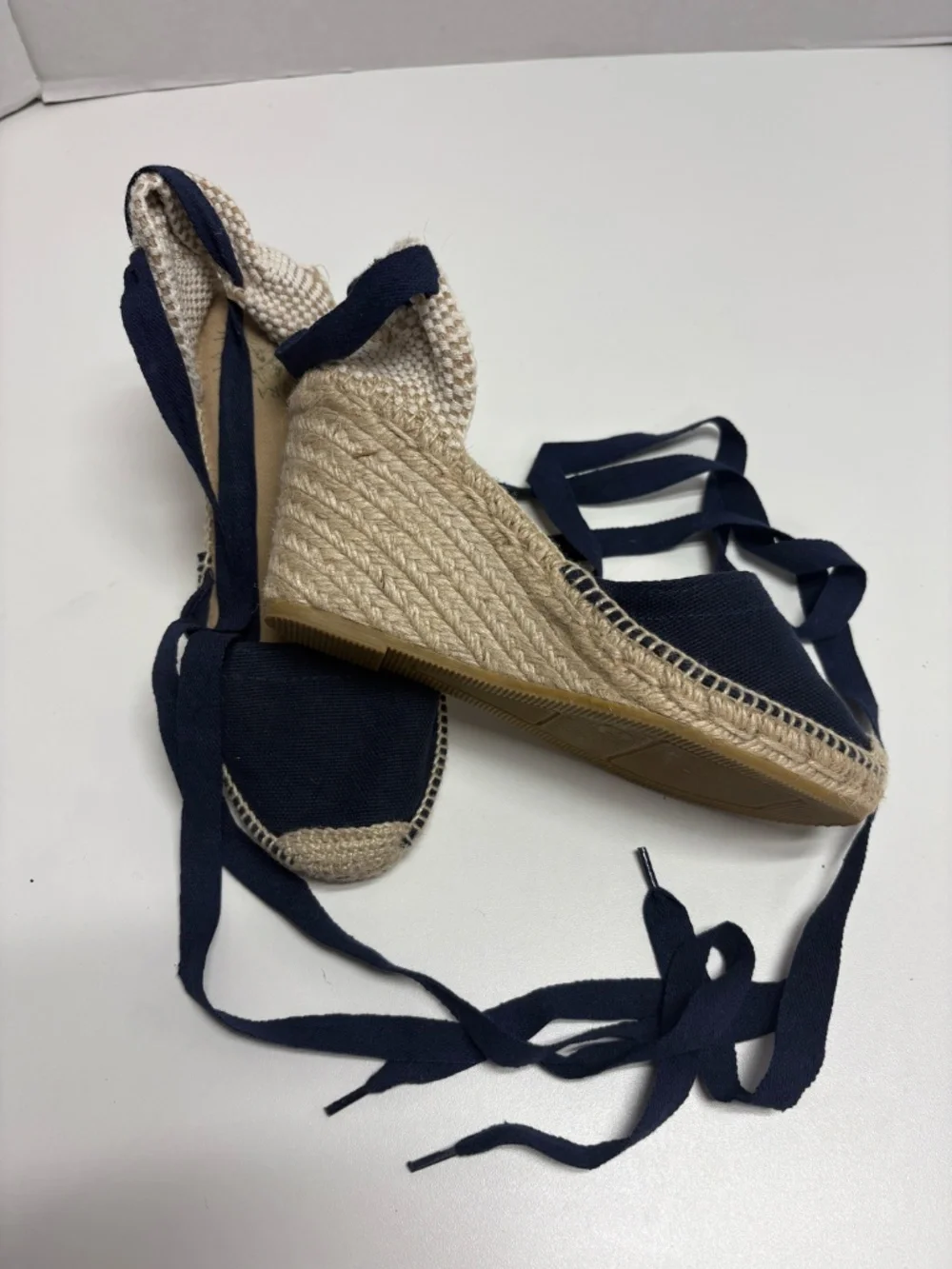 Alpargatera La Manual - Blue Espadrilles With Jute Wedge - Size 37 (6.5 US)